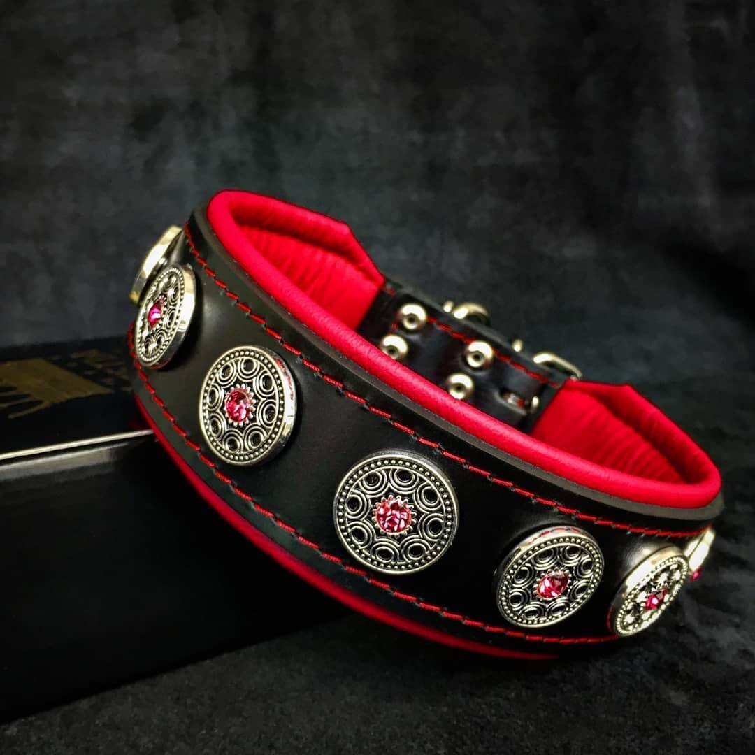"Bijou" Collar Black & Red, Bestia Premium Brand